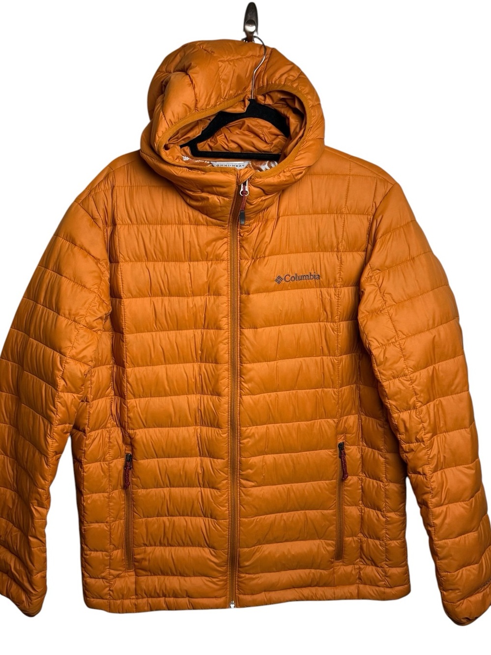 Columbia Down Jacket Men L Voodoo Falls 590 TD Turbodown Orange Lightweight Hood - Picture 14 of 14